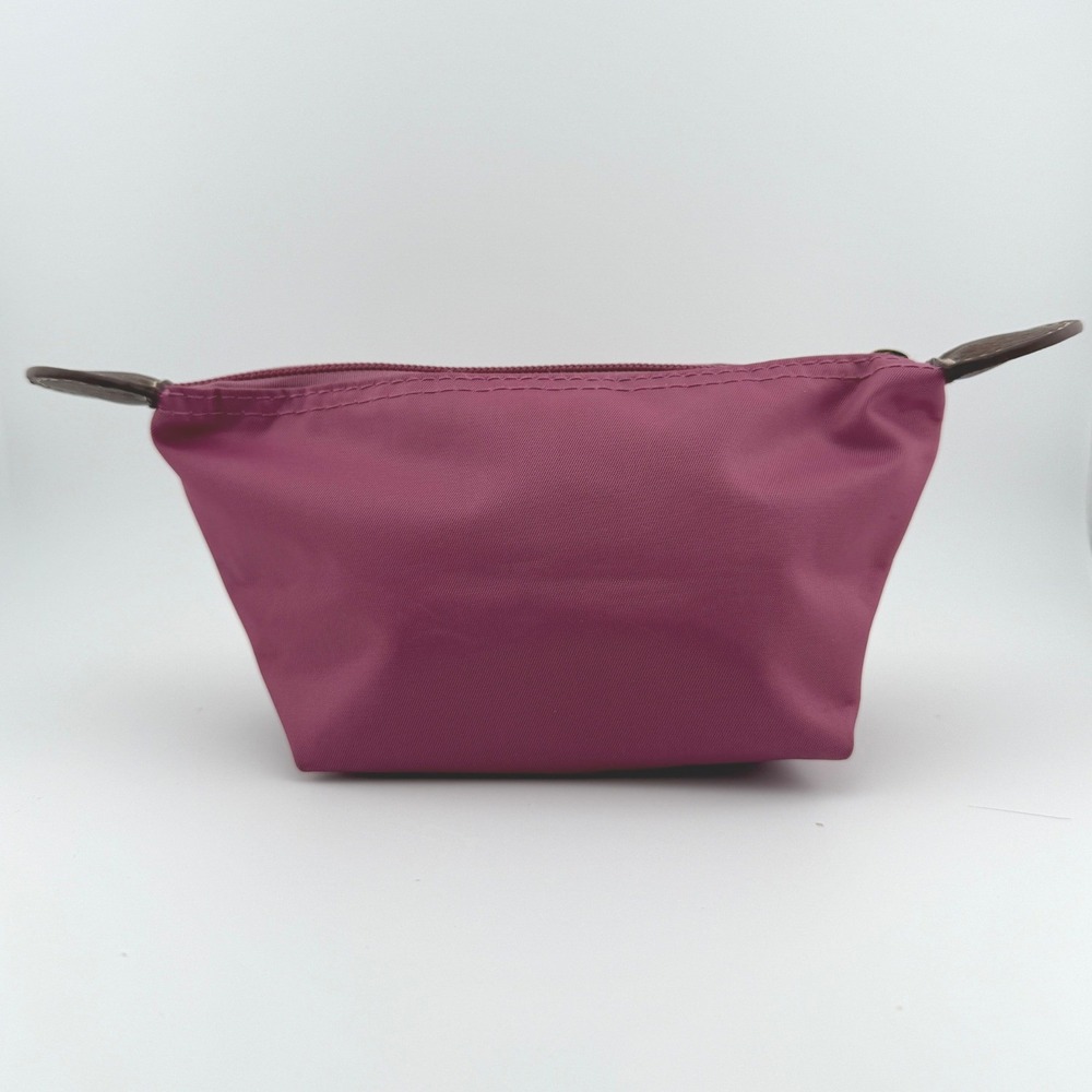 Longchamp Le Pliage Coin Purse Pink Mauve Nylon Leather Trim Zip Pouch Mini - Picture 2 of 11